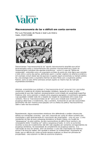 Macroeconomia do lar e déficit em conta corrente