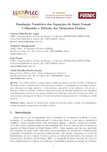 Simulação Numérica das Equações de Saint-Venant