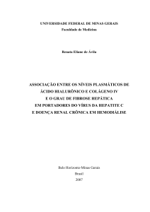 associação entre os níveis plasmáticos de ácido hialurônico e