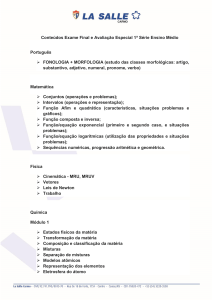 Conteúdos Exame Final e Avaliação Especial 1ª