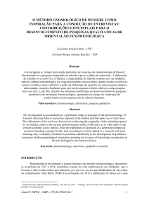 o método gnosiológico de husserl como inspiração para a