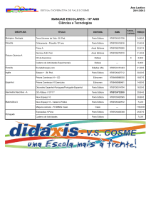 MANUAIS ESCOLARES - 10º ANO Ciências e Tecnologias