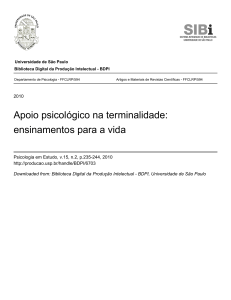 Apoio psicológico na terminalidade: ensinamentos para