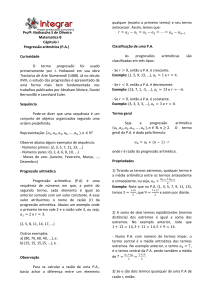 Profª: Nathascha S de Oliveira Matematica B Cápitulo I Progressão