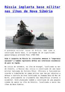 Rússia implanta base militar nas ilhas de Nova Sibéria