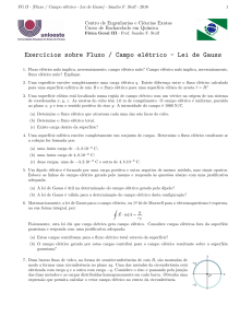 Exercıcios sobre Fluxo / Campo elétrico - Lei de Gauss