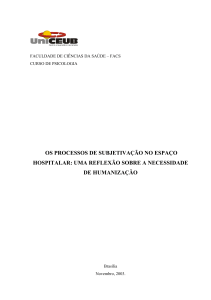 os processos de subjetivação no espaço hospitalar: uma reflexão