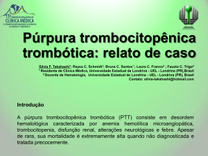 Púrpura trombocitopênica trombótica: relato de caso