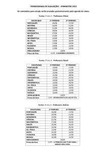 CRONOGRAMA DE AVALIAÇÕES