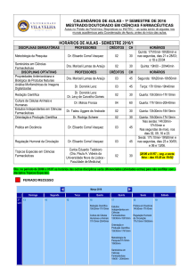 horários de aulas - semestre 2016/1