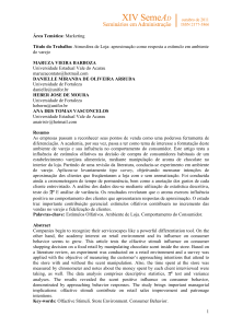 1 Área Temática: Marketing Título do Trabalho: Atmosfera