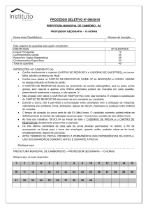 Caderno de Provas Professor Geografia