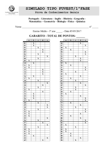 Gabarito Simulado 1ª Fase Fuvest 2017