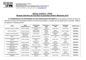EDITAL 019/2014 - PPGD/UFPR - Universidade Federal do Paraná