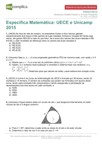 Específica Matemática: UECE e Unicamp 2015