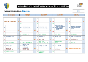 calendário dos exercícios de avaliação – 2º período