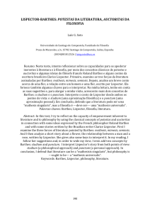 lispector-barthes: potestas da literatura, auctoritas da filosofia