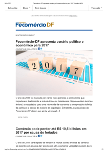 FecomércioDF apresenta cenário político e econômico para 2017
