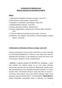 GLOSSÁRIO DE FARMACOLOGIA (Newsletter da - ICB