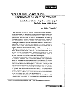 crise e trabalho no brasil: modernidade ou volta ao passado?