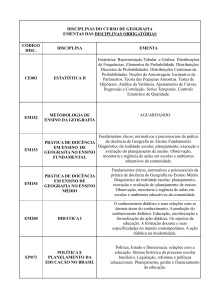 DISCIPLINAS DO CURSO DE GEOGRAFIA