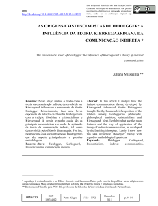 intuitio AS ORIGENS EXISTENCIALISTAS DE HEIDEGGER: A