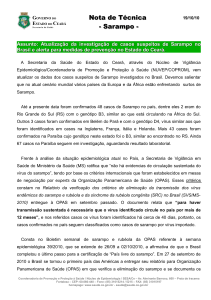 Nota de Técnica - Sarampo - Secretaria da Saúde do Estado do Ceará