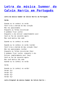 Letra da música Summer do Calvin Harris em Português