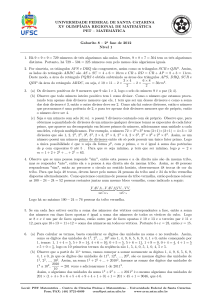 MATEMÁTICA Gabarito 8 – 2a fase de 2012 - ORM/SC