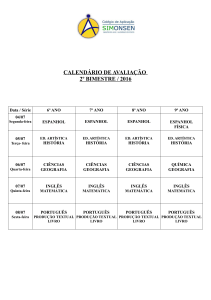 CALENDÁRIO DE AVALIAÇÃO 2º BIMESTRE / 2016