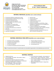 Lista 4º ano EF 2014 - Colégio Santa Dorotéia de Porto Alegre