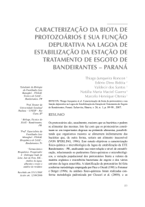 caracterização da biota de protozoários e sua função depurativa na