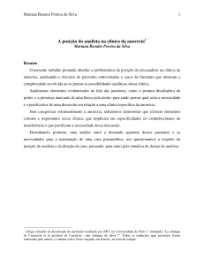 A posição do analista na clínica da anorexia