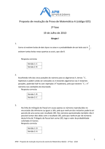 Proposta de resolução da Prova de Matemática A (código 635) 2ª