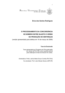 O processamento da concordÃ¢ncia de nÃºmero entre sujeito e