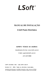 MANUAL DE INSTALAÇÃO LSoft Ponto Eletrônico