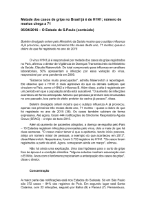 Metade dos casos de gripe no Brasil já é de H1N1 - CRF-SP