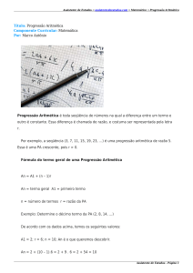 Título: Progressão Aritmética Componente Curricular: Matemática