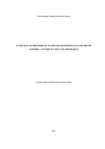 CLITICIZAÇÃO PRONOMINAL NA REGIÃO METROPOLITANA DO