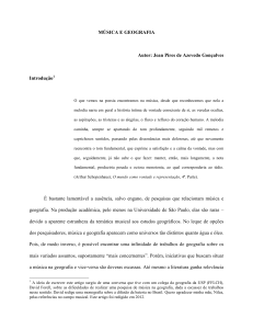 MÚSICA E GEOGRAFIA Autor: Jean Pires de Azevedo Gonçalves