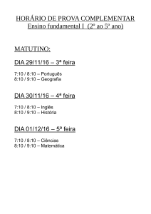 calendário e conteúdos – prova complementar fundamental i