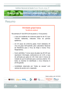 Semana 01/2016 - Instituto Nacional de Saúde Dr. Ricardo Jorge