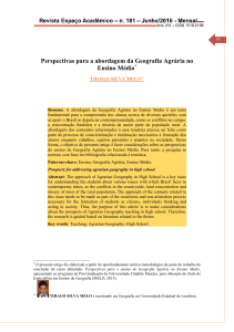 Perspectivas para a abordagem da Geografia Agrária no Ensino