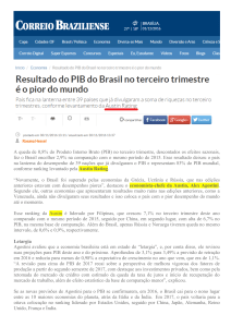 Resultado do PIB do Brasil no terceiro trimestre é o pior do mundo