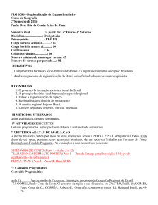 FLG 0386 – Regionalização do Espaço Brasileiro Curso de