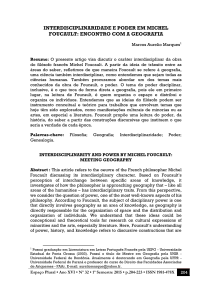 interdisciplinaridade e poder em michel foucault