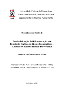 Estudo da Reação de Hidroteluração e de Resolução Cinética de