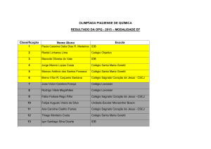OLIMPÍADA PIAUIENSE DE QUÍMICA RESULTADO DA OPQ