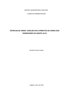 técnicas de venda: análise dos atributos de venda dos