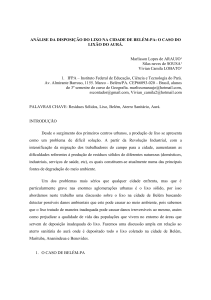 ANÁLISE DA DISPOSIÇÃO DO LIXO NA CIDADE DE BELÉM